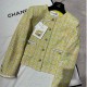 [홍콩명품.CHANEL] 샤넬 24SS 로고 패턴 여성 라운드넥 트위드 자켓 (노랑), BM12700, PG, 홍콩명품의류,구매대행,온라인명품