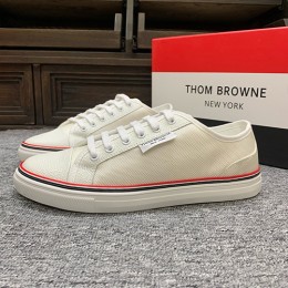 [홍콩명품.THOME BROWNE] 톰브라운 24SS 로고 캔버스 스니커즈 운동화 (화이트), SE2769, S2, 명품스니커즈,운동화,구두,로퍼,하이탑,신발