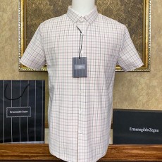 [홍콩명품.ZEGNA] 제냐 24SS 로고 체크 패턴 반팔 남방 셔츠 (아이보리), BM13310, S1F, 홍콩명품의류,구매대행,온라인명품