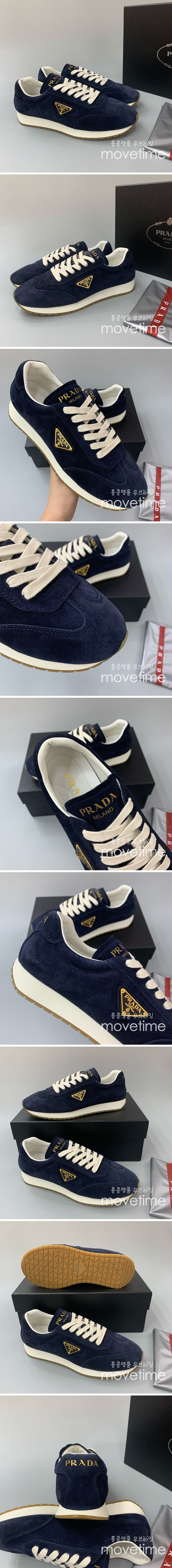 [홍콩명품,PRADA] 프라다 24SS 삼각로고 레더 가죽 스니커즈 운동화 (네이비), SE2886, PMD, 명품스니커즈,운동화,구두,로퍼,하이탑,신발