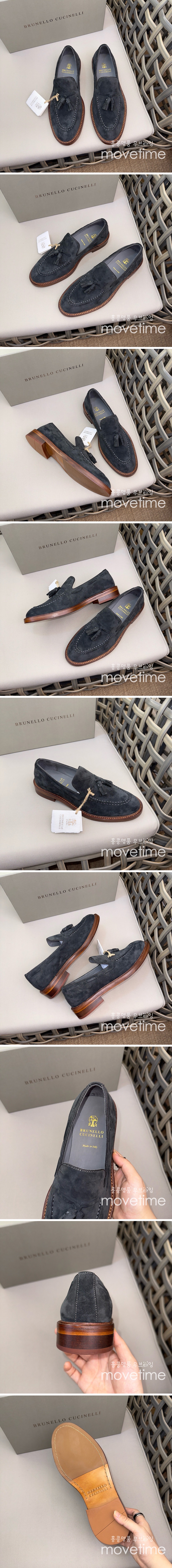 [홍콩명품.Brunello Cucinelli ] 브루넬로쿠치넬리 24SS 로고 레더 가죽 로퍼 구두 (블랙), SE2910, S2, 명품스니커즈,운동화,구두,로퍼,하이탑,신발