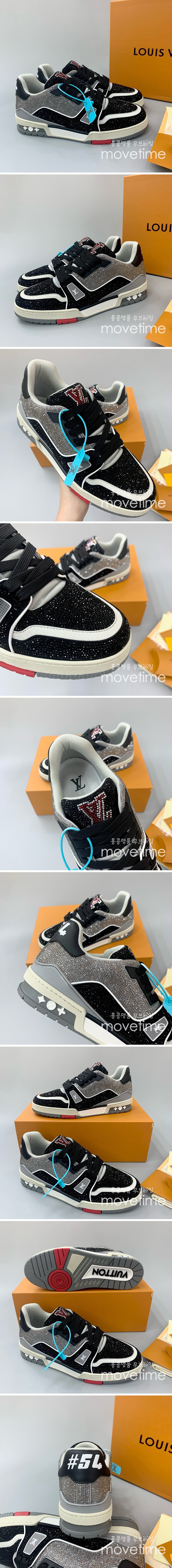 [홍콩명품.LOUIS VUITTON] 루이비통 24SS 로고 스터드 트레이너 스니커즈 운동화 (블랙), SE3022, PMD, 명품스니커즈,운동화,구두,로퍼,하이탑,신발