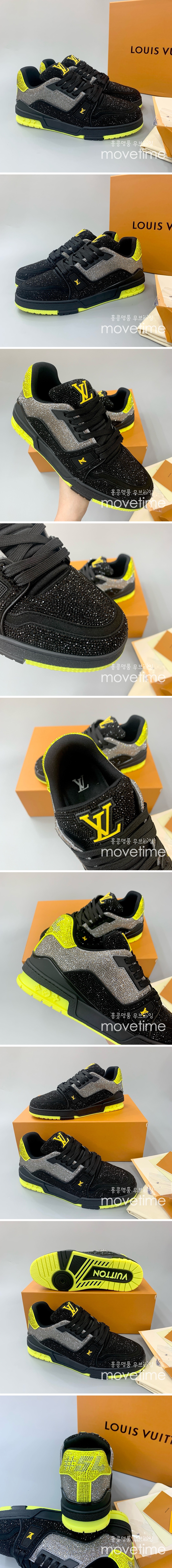 [홍콩명품.LOUIS VUITTON] 루이비통 24SS 로고 스터드 트레이너 스니커즈 운동화 (블랙), SE3026, PMD, 명품스니커즈,운동화,구두,로퍼,하이탑,신발