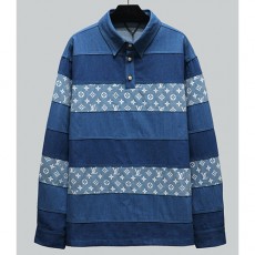 [홍콩명품.LOUIS VUITTON] 루이비통 24SS 로고 모노그램 데님 긴팔 티셔츠 + 쇼츠 반바지 상하의 세트, BM13817, JU, 홍콩명품의류,구 매대행,온라인명품