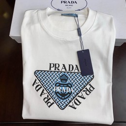 [홍콩명품,PRADA] 프라다 24SS 삼각로고 프린트 반팔 티셔츠 (2컬러), BM14087, S1F, 홍콩명품의류,구 매대행,온라인명품