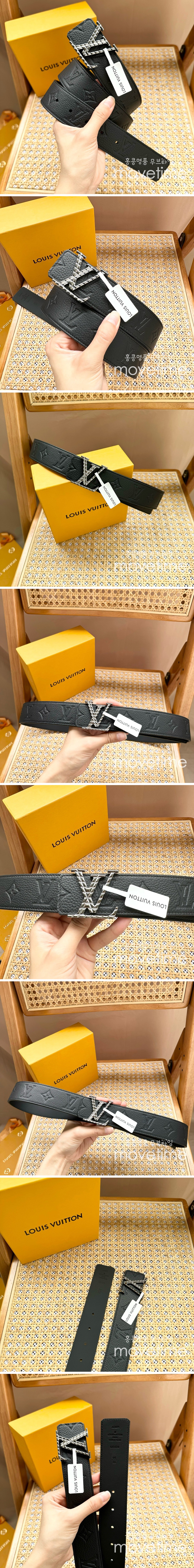 [홍콩명품.LOUIS VUITTON] 루이비통 24SS 로고 모노그램 레더 가죽 벨트 (은장-블랙), BT1224, X1, 명품레플리카,인터넷쇼핑몰,남자명품,해외직구