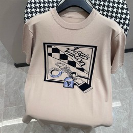 [홍콩명품.LOUIS VUITTON] 루이비통 24SS 로고 그래픽 니트 반팔 티셔츠 (베이지), BM14380, JU, 홍콩명품의류,구매대행,온라인명품