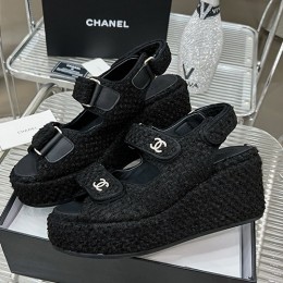 [홍콩명품.CHANEL] 샤넬 24SS 로고 여성 7.5cm굽 샌들 (블랙), SE3340, SMS, 명품스니커즈,운동화,구두,로퍼,하이탑,신발