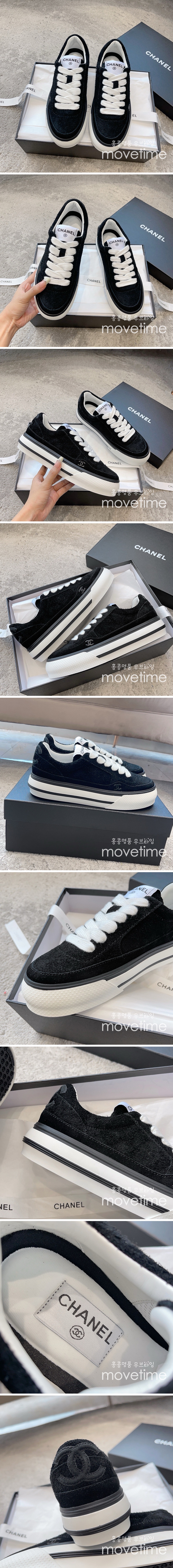 [홍콩명품.CHANEL] 샤넬 24SS 로고 여성 레더 가죽 스니커즈 운동화 (블랙), SE3368, SMS, 명품스니커즈,운동화,구두,로퍼,하이탑,신발