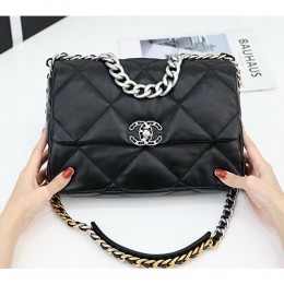 [홍콩명품.CHANEL] 샤넬 24SS 로고 퀄팅 은장 레더 가죽 19BAG 크로스백 (블랙-30cm), BGM3275, BDA, 홍콩명품가방,명품쇼핑몰,크로스백,핸드백,구매대행,무브타임