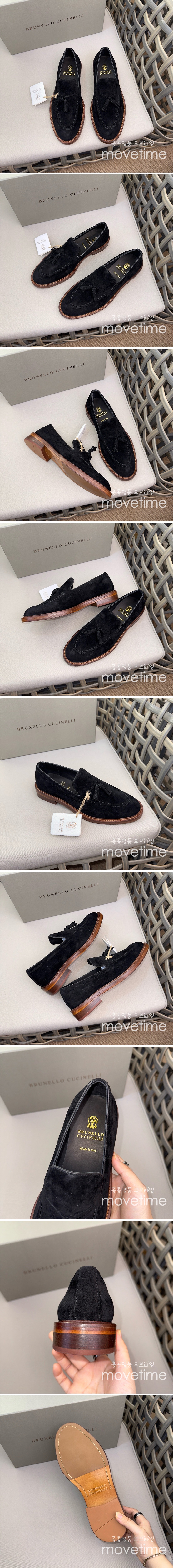 [홍콩명품.Brunello Cucinelli ] 브루넬로쿠치넬리 24SS 로고 레더 가죽 구두 로퍼 (블랙), SE3703, S2, 명품스니커즈,운동화,구두,로퍼,하이탑,신발