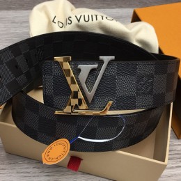 [홍콩명품.LOUIS VUITTON] 루이비통 24SS LV로고 다미에 레더 가죽 벨트 (블랙), 4.0cm, BT1268, MR, 명품레플리카,인터넷쇼핑몰,남자명품,해외직구