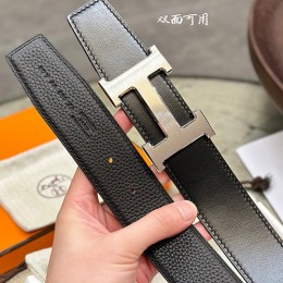 [홍콩명품.Hermes] 에르메스 24SS 은장 H로고 LEATHER STRAP 리버서블 레더 가죽 벨트 (블랙), 3.8cm, BT1289, MR, 명품레플리카,인터넷쇼핑몰,남자명품,해외직구