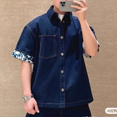 [홍콩명품.Burberry] 버버리 24SS 프로섬로고 데님 반팔 남방 셔츠, BM15325, JU, 홍콩명품의류,구매대행,온라인명품