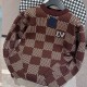 [홍콩명품.LOUIS VUITTON] 루이비통 24SS 로고 다미에 니트 스웨터 (브라운), BM15707, JU, 홍콩명품의류,구매대행,온라인명품