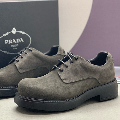 [홍콩명품,PRADA] 프라다 24SS 로고 레더 가죽 구두 워커 (그레이), SE4032, PMD, 명품스니커즈,운동화,구두,로퍼,하이탑,신발