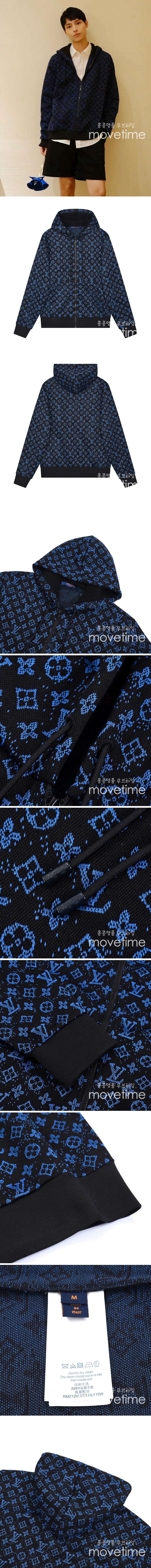 [홍콩명품.LOUIS VUITTON] 루이비통 24SS 로고 모노그램 후드 집업 자켓 (블랙-블루), BM16173, JU, 홍콩명품의류,구매대행,온라인명품