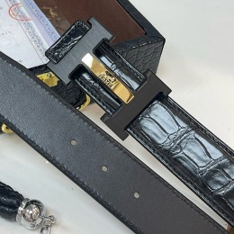 [홍콩명품.Hermes] 에르메스 24SS 로고 레더 악어가죽 벨트 (블랙-금장), 3.8cm, BT1338, BE, 명품레플리카,인터넷쇼핑몰,남자명품,해외직구