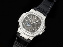 [홍콩명품시계.PATEK PHILIPPE] 파텍필립 노틸러스 5712 다이아몬드 베젤 파워리저브 문페이즈 그레이 다이얼