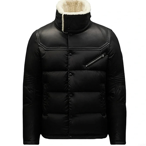 [홍콩명품.MONCLER] 몽클레어 24SS 로고 시어링 레더 양가죽 레이어드 다운 패딩 자켓 (블랙), BM17197, PG, 홍콩명품의류,구매대행,온라인명품