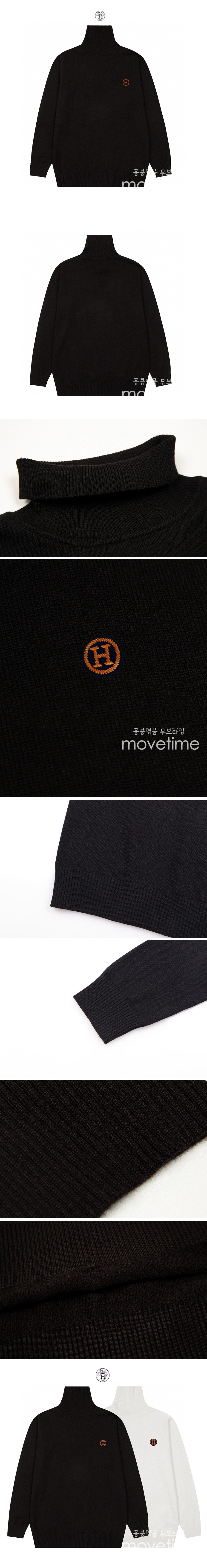 [홍콩명품.Hermes] 에르메스 24SS 로고 자수 하이넥 니트 스웨터 (블랙), BM17953, G5, 홍콩명품의류,구매대행,온라인명품