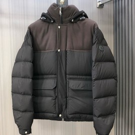 [홍콩명품.MONCLER] 몽클레어 24SS 로고 레이어드 후드 다운 패딩 자켓 (블랙-브라운), BM18016, HH, 홍콩명품의류,구매대행,온라인명품