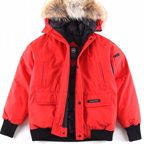 [홍콩명품.CANADA GOOSE] 캐나다구스 25SS 로고 폭스퍼 다운 패딩 봄버 자켓 (레드), BM18221, S1F, 홍콩명품의류,구매대행,온라인명품