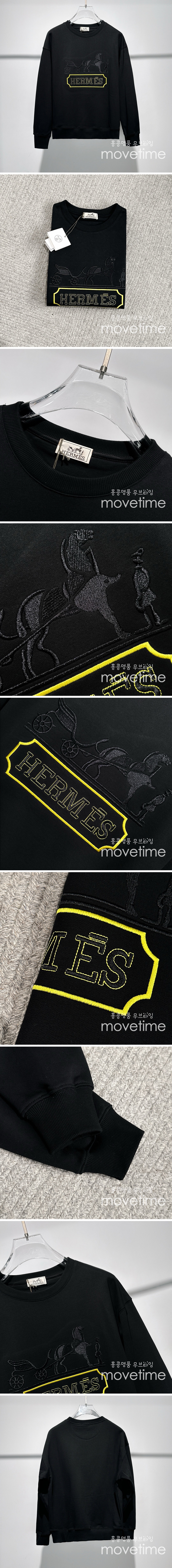 [홍콩명품.Hermes] 에르메스 25SS 로고 자수 맨투맨 티셔츠 (블랙), BM18342, G5, 홍콩명품의류,구매대행,온라인명품