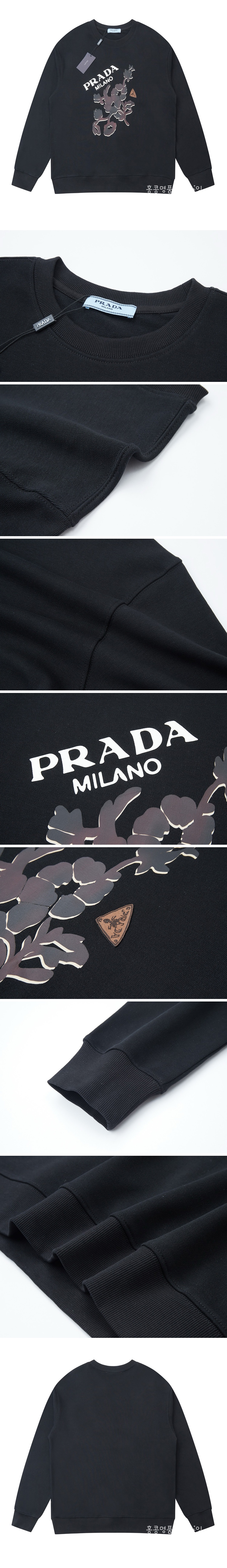 [홍콩명품,PRADA] 프라다 25SS 로고 그래픽 프린트 맨투맨 티셔츠 (블랙), BM18485, HH, 홍콩명품의류,구매대행,온라인명품