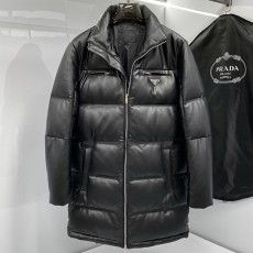[홍콩명품,PRADA] 프라다 25SS 삼각로고 레더 가죽 다운 패딩 코트 자켓 (블랙), BM18521, HOUSE, 홍콩명품의류,구매대행,온라인명품