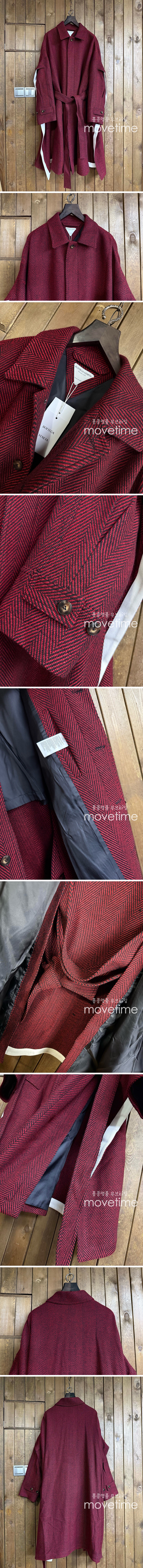 [홍콩명품.BOTTEGA VENETA] 보테가베네타 25SS 로고 패턴 울 카라 트렌치 코트 (레드), BM18547, ROSSO, 홍콩명품의류,구매대행,온라인명품