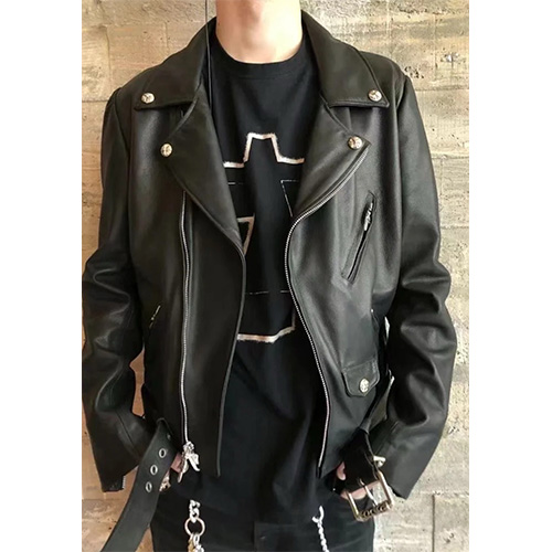 [홍콩명품.Chrome Hearts] 크롬하츠 25SS 로고 925실버 장식 레더 가죽 자켓 (블랙), BM18745, JL, 홍콩명품의류,구매대행,온라인명품