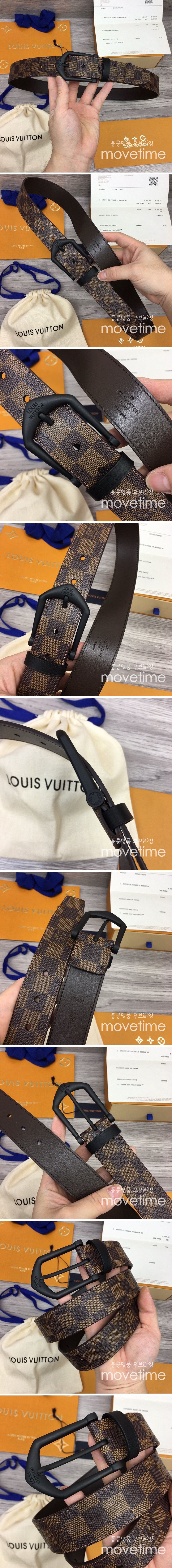 [홍콩명품.LOUIS VUITTON] 루이비통 25SS 로고 다미에 레더 가죽 벨트 (브라운), 3.5cm, BT1385, BE, 명품레플리카,인터넷쇼핑몰,남자명품,해외직구