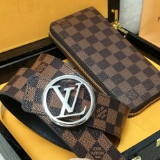 [홍콩명품.LOUIS VUITTON] 루이비통 25SS 로고 다미에 레더 가죽 벨트 + 장지갑 세트 (브라운), BT1392, BE, 명품레플리카,인터넷쇼핑몰,남자명품,해외직구