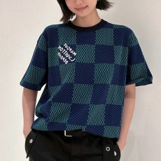 [홍콩명품.LOUIS VUITTON] 루이비통 25SS 로고 다미에 반팔 티셔츠 (블루), BM19014, TOP, 홍콩명품의류,구매대행,온라인명품