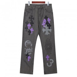 [홍콩명품.Chrome Hearts] 크롬하츠 25SS 로고 크로스 데님 팬츠 진 청바지 (다크그레이), BM19346, KK, 홍콩명품의류,구매대행,온라인명품