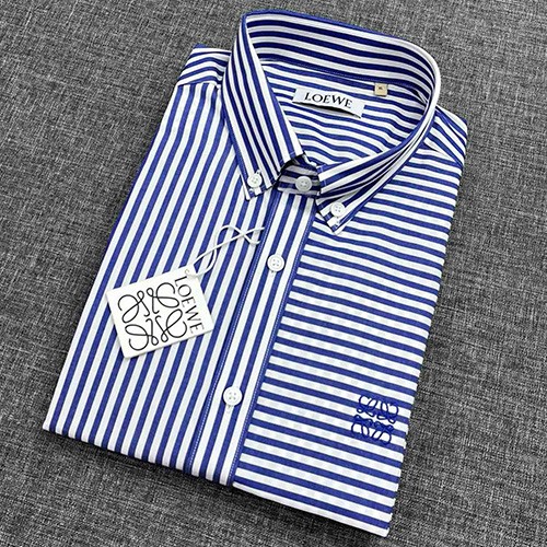 [홍콩명품.LOEWE] 로에베 25SS 로고 자수 스트라이프 남방 셔츠 (블루), BM19429, JQ, 홍콩명품의류,구매대행,온라인명품