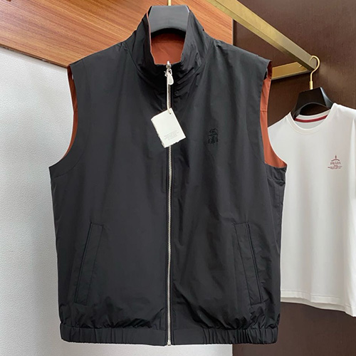 [홍콩명품.Brunello Cucinelli ] 브루넬로 쿠치넬리 25SS 로고 리버서블 조끼 베스트 (블랙-브라운), BM19503, G5, 홍콩명품의류,구매대행,온라인명품