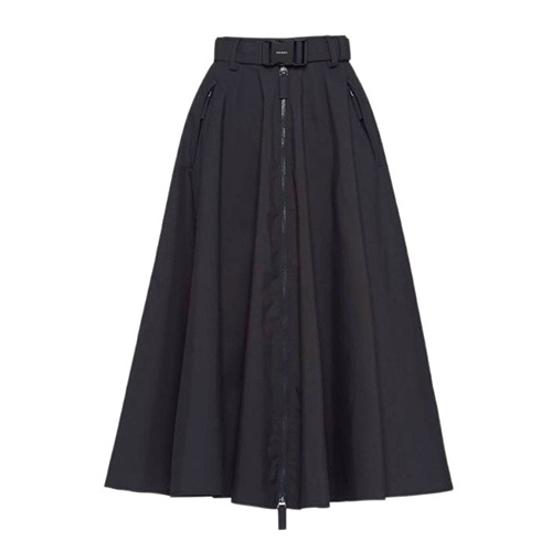 [홍콩명품,PRADA] 프라다 25SS 로고 여성 나일론 미디 스커트 (블랙), BM19519, JU, 홍콩명품의류,구매대행,온라인명품