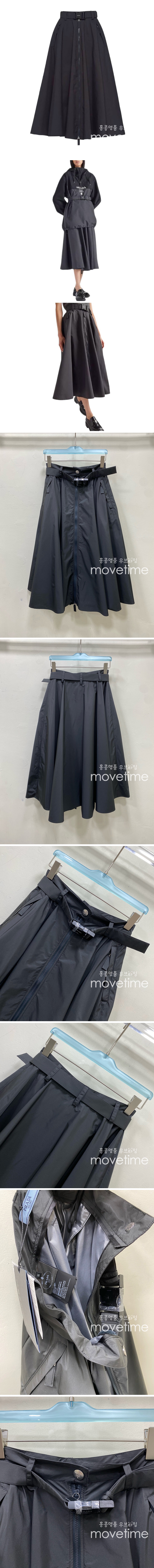 [홍콩명품,PRADA] 프라다 25SS 로고 여성 나일론 미디 스커트 (블랙), BM19519, JU, 홍콩명품의류,구매대행,온라인명품