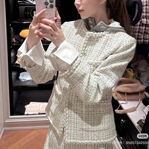 [홍콩명품.CHANEL] 샤넬 25SS 로고 여성 후드 트위드 자켓 (아이보리), BM19548, PG, 홍콩명품의류,구매대행,온라인명품