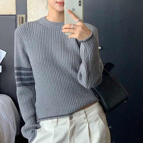 [홍콩명품.THOME BROWNE] 톰브라운 25SS 로고 여성 4바 니트 스웨터 (3컬러), BM19597, 13C, 홍콩명품의류,구매대행,온라인명품