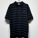 [홍콩명품.YSL] 입생로랑 25SS 로고 자수 스트라이프 카라 폴로 반팔 티셔츠 (블랙), BM19641, KB, 홍콩명품의류,구매대행,온라인명품