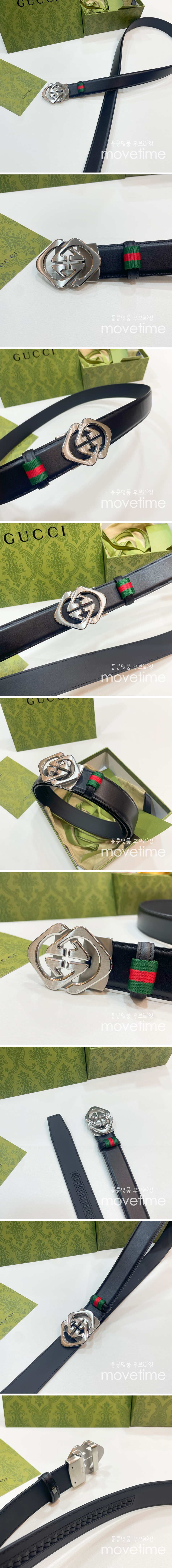 [홍콩명품.Gucci] 구찌 25SS 로고 레더 가죽 자동 벨트 (블랙-은장), 3.5cm, BT1395, BRB, 명품레플리카,인터넷쇼핑몰,남자명품,해외직구