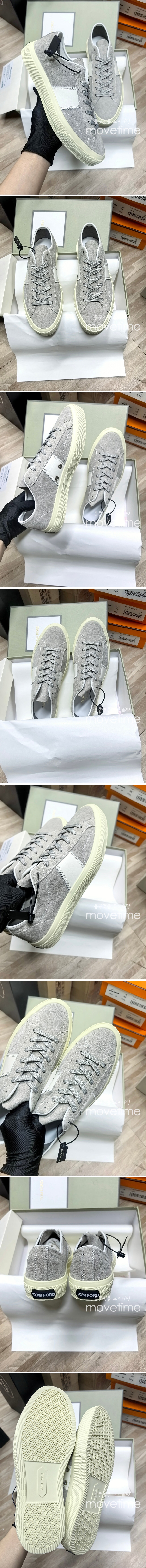 [홍콩명품.TOM FORD] 톰포드 25SS 로고 레더 가죽 스니커즈 운동화 (그레이), SE4720, ALW, 명품스니커즈,운동화,구두,로퍼,하이탑,신발
