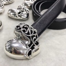 [홍콩명품.Chrome Hearts] 크롬하츠 25SS 로고 925실버 버클 레더 가죽 벨트 (블랙), 3.0cm, BT1425, CR1, 명품레플리카,인터넷쇼핑몰,남자명품,해외직구