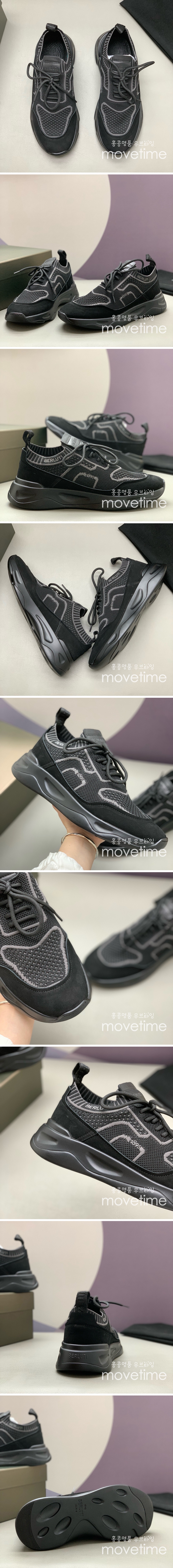 [홍콩명품.BERLUTI] 벨루티 25SS 로고 레더 가죽 스니커즈 운동화 (블랙), SE4745, PMD, 명품스니커즈,운동화,구두,로퍼,하이탑,신발