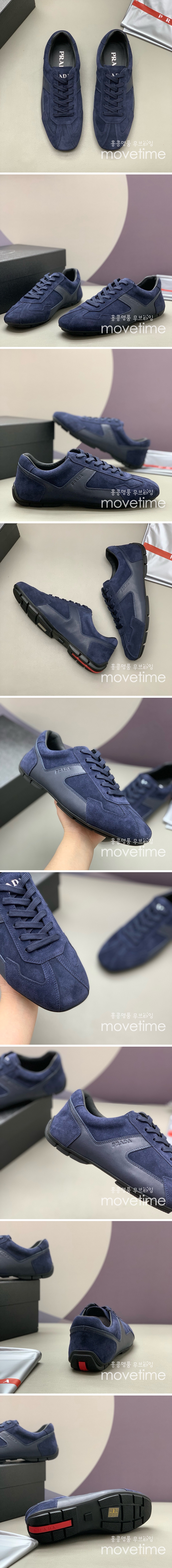 [홍콩명품,PRADA] 프라다 25SS 로고 레더 가죽 스니커즈 운동화 (네이비), SE4747, PMD, 명품스니커즈,운동화,구두,로퍼,하이탑,신발