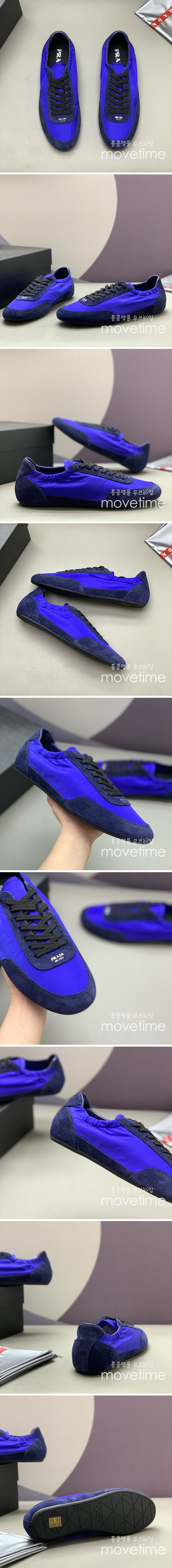 [홍콩명품,PRADA] 프라다 25SS 로고 레더 가죽 스니커즈 운동화 (블루), SE4749, PMD, 명품스니커즈,운동화,구두,로퍼,하이탑,신발