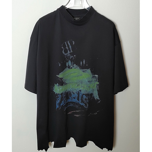 [홍콩명품.BALENCIAGA] 발렌시아가 25SS 로고 그래픽 빈티지 반팔 티셔츠 (블랙), BM20535, JL, 홍콩명품의류,구매대행,온라인명품